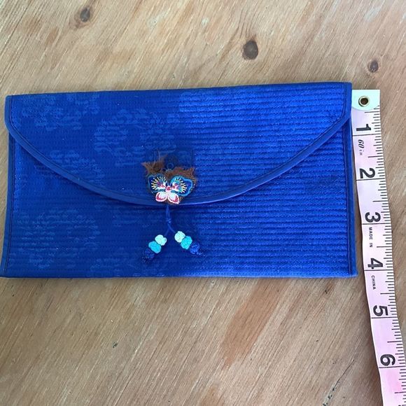 Royal blue Asian print wallet - Picture 1 of 8
